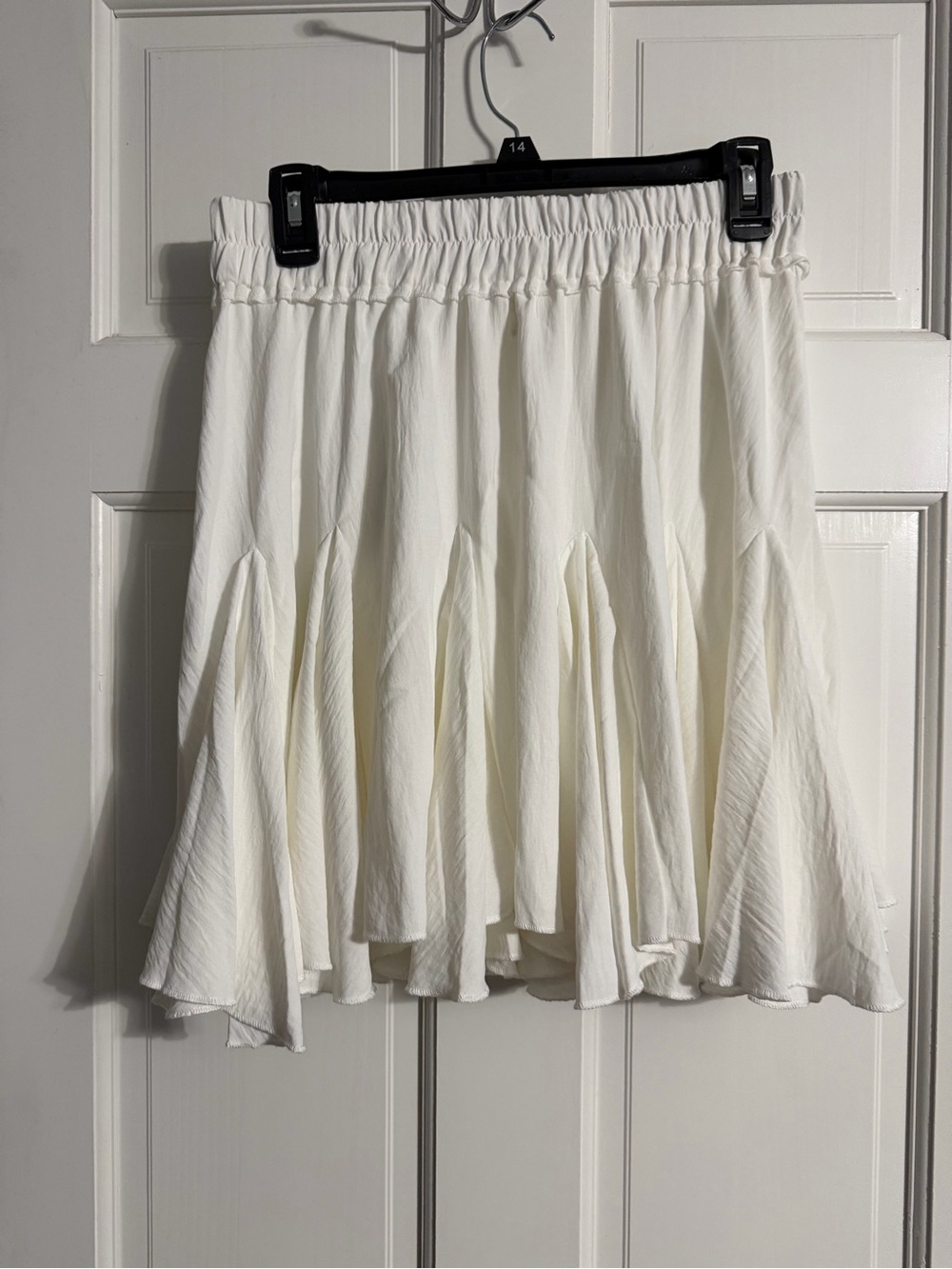 ODDY Cream A-Line Flared Skirt with Elastic Waist